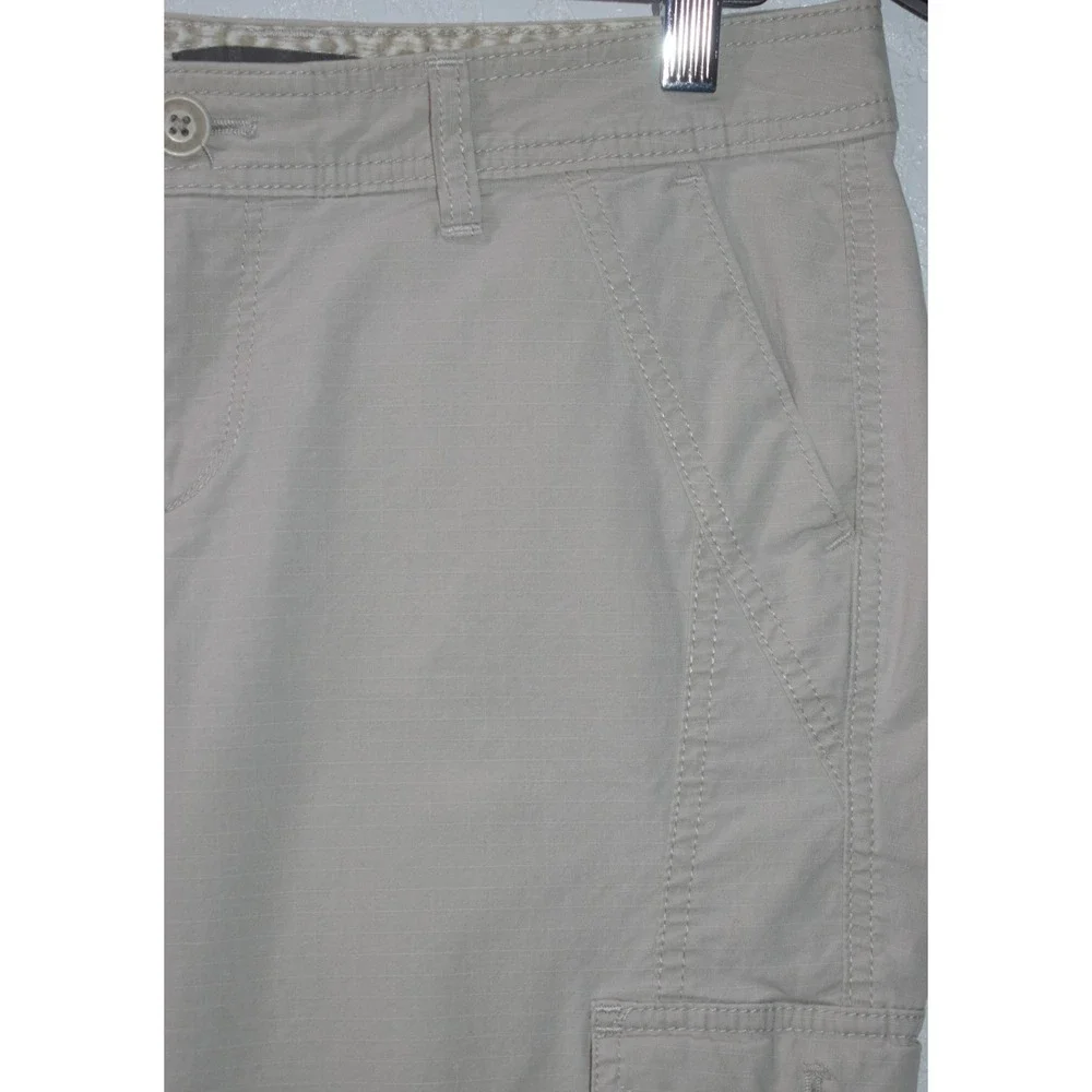 Eddie Bauer Womens 4 Khaki Cargo Capri Pants Drawstring Cuffs Stretch Cotton - Picture 8 of 16